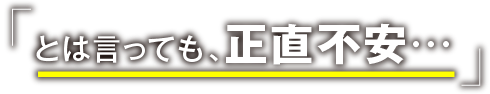 とはいっても、正直不安…